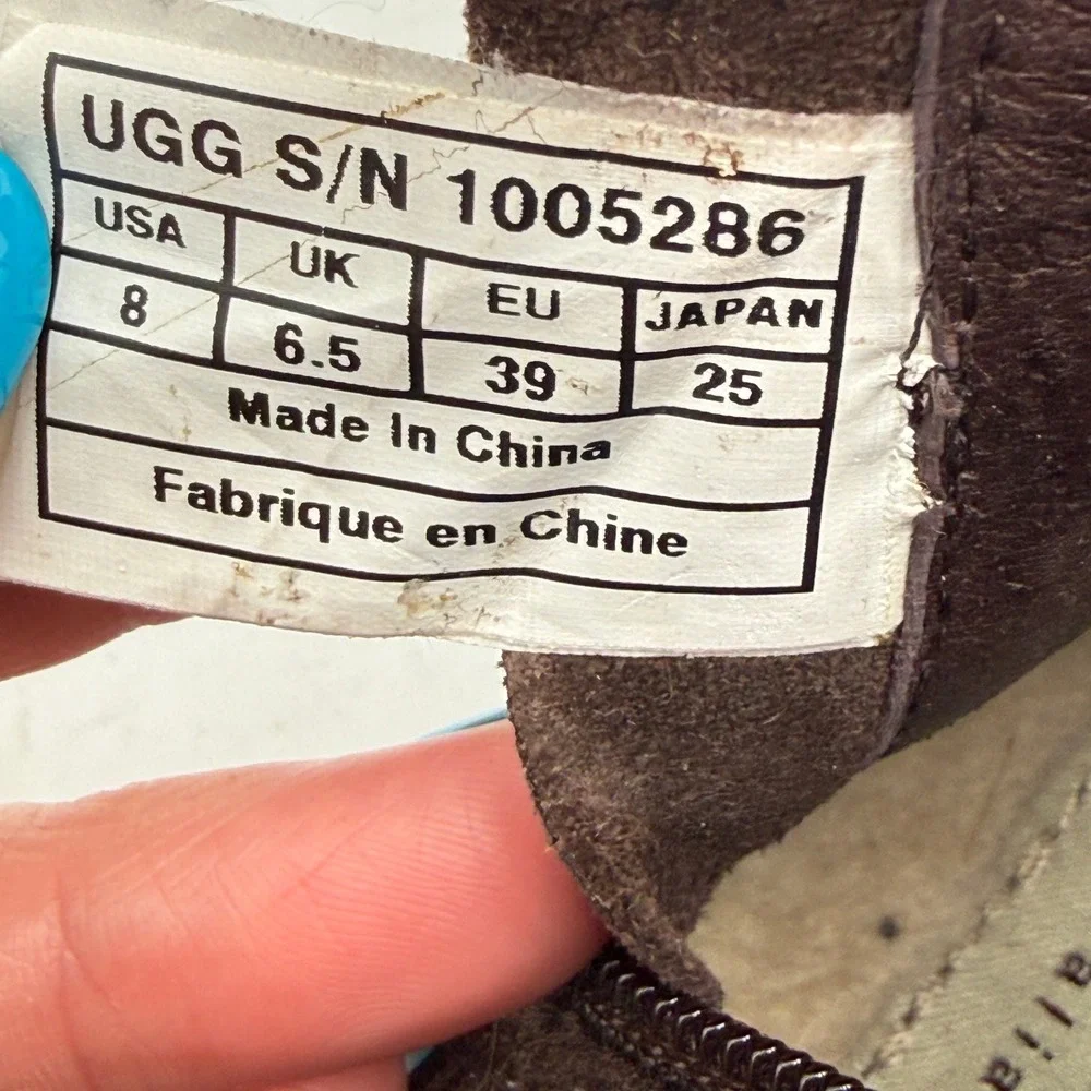 UGG Wedge Boots Emalie Waterproof Leather Wool Dark Brown Womens‎ 8